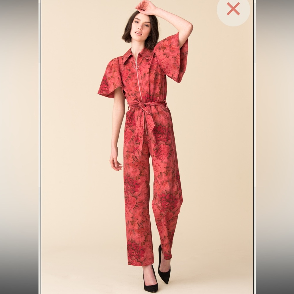SOLD OUT Sea New York Mimi Floral Denim Jumpsuit Rosewood 0